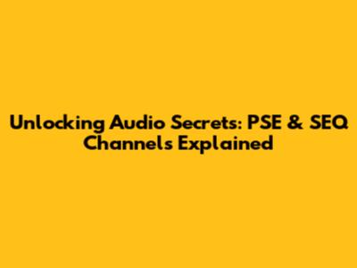 Unlocking Audio Secrets: PSE & SEQ Channels Explained