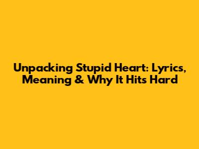 Unpacking 'Stupid Heart': Lyrics, Meaning & Why It Hits Hard