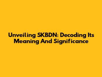 Unveiling SKBDN: Decoding Its Meaning And Significance