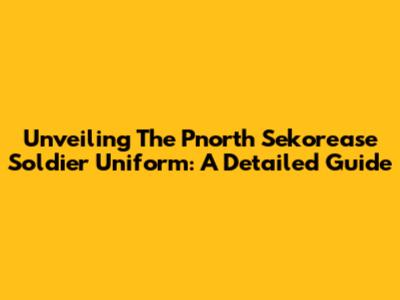 Unveiling The Pnorth Sekorease Soldier Uniform: A Detailed Guide