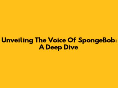 Unveiling The Voice Of SpongeBob: A Deep Dive