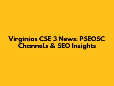 Virginia's CSE 3 News: PSEOSC Channels & SEO Insights