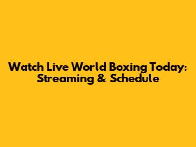 Watch Live World Boxing Today: Streaming & Schedule