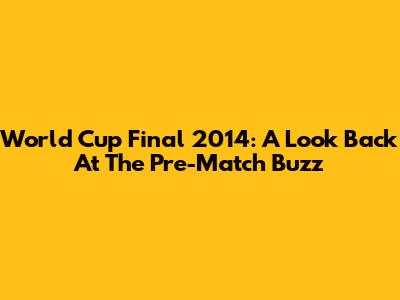 World Cup Final 2014: A Look Back At The Pre-Match Buzz