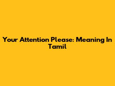 Your Attention Please: Meaning In Tamil