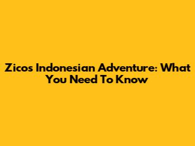 Zico's Indonesian Adventure: What You Need To Know