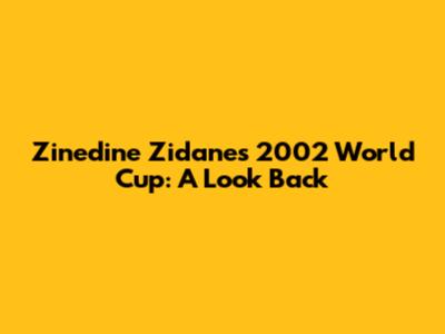 Zinedine Zidane's 2002 World Cup: A Look Back